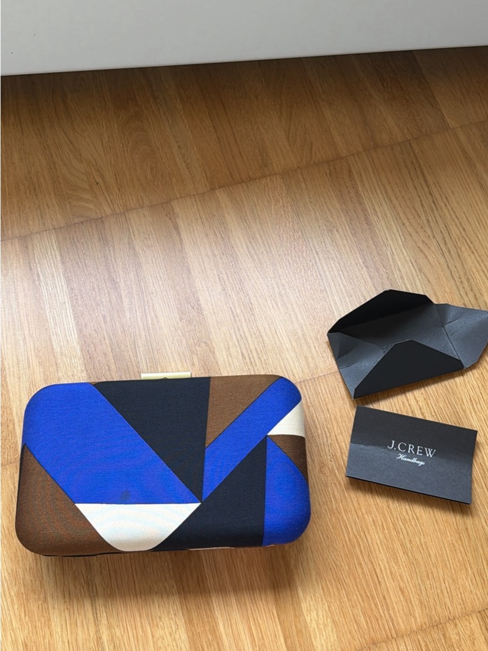 J. Crew Geometric Blue & Brown Clutch